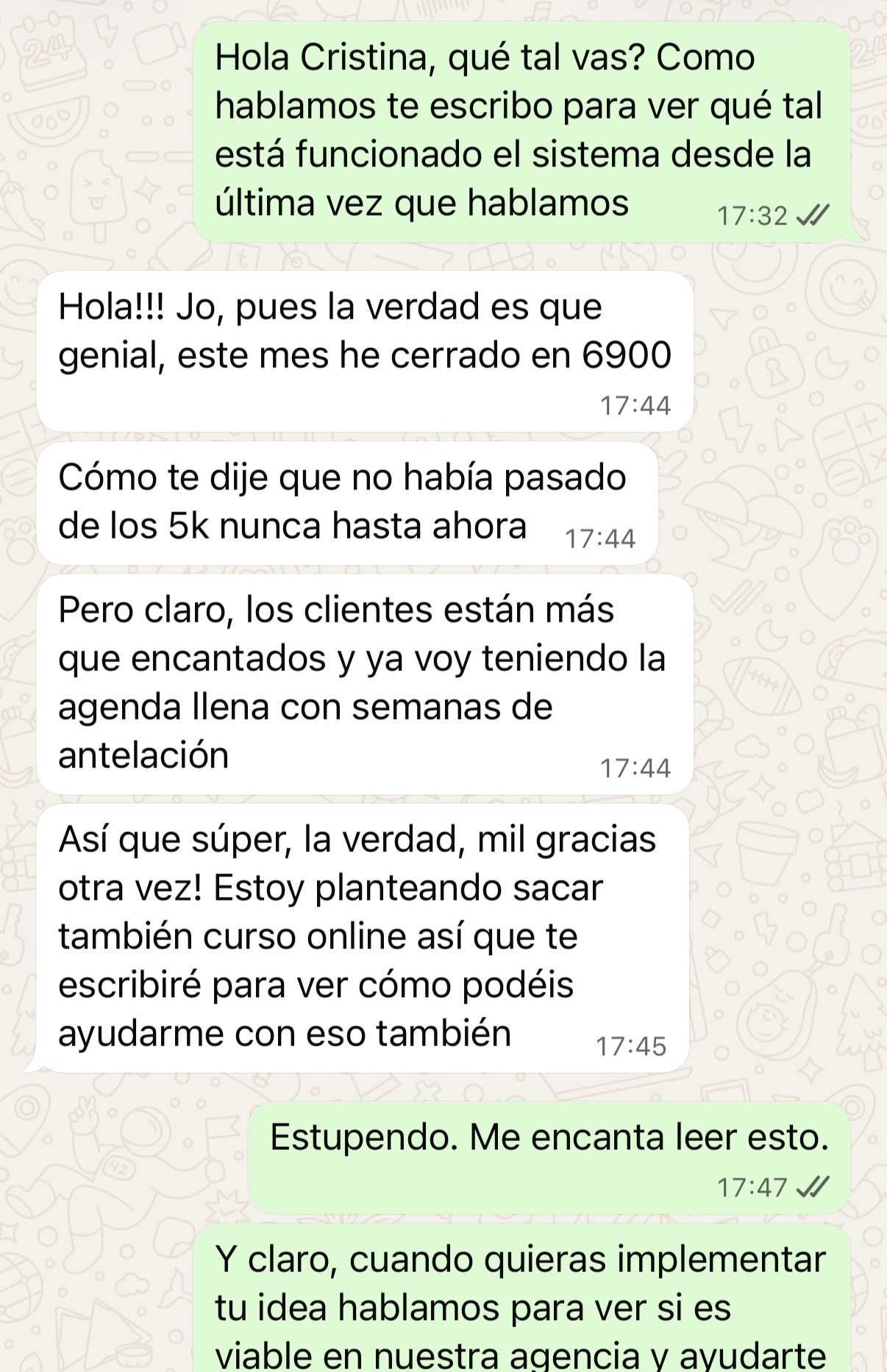 Conversación WhatsApp con Cristina Morales