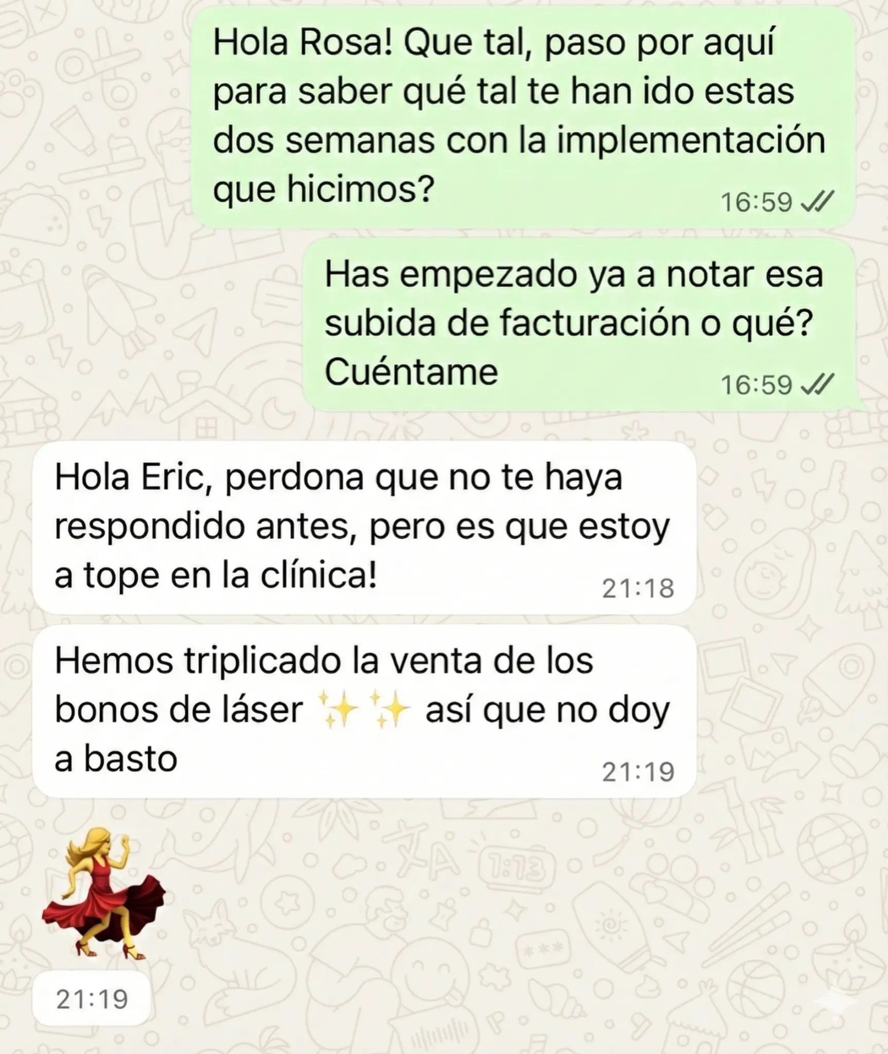 Conversación WhatsApp Rosa